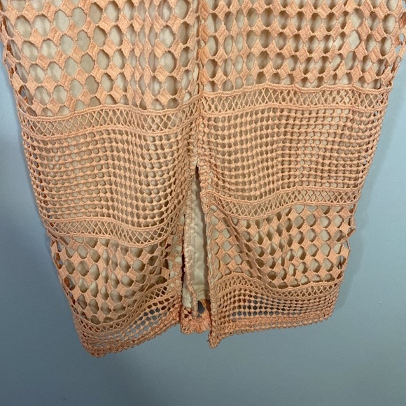 Missguided ASOS Bardot V Neck Bodycon Mini Peach Dress - Picture 9 of 10